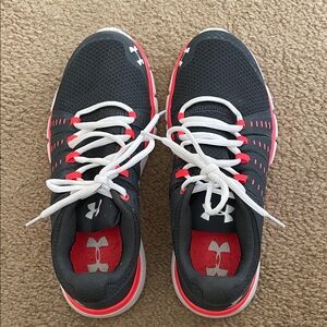 Under Armour Women’s Dark Gray and Bright Pink or Orange detail. Micro G